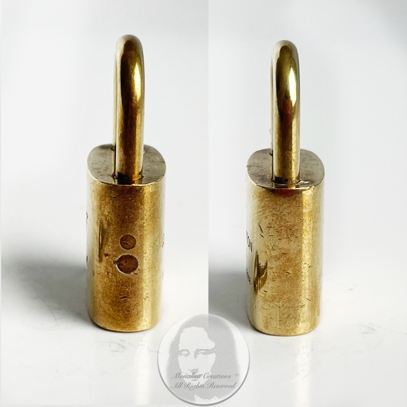 Vintage Louis Vuitton Lock & Key Small Brass Bag or Luggage Lock LV Logo - Picture 3 of 10